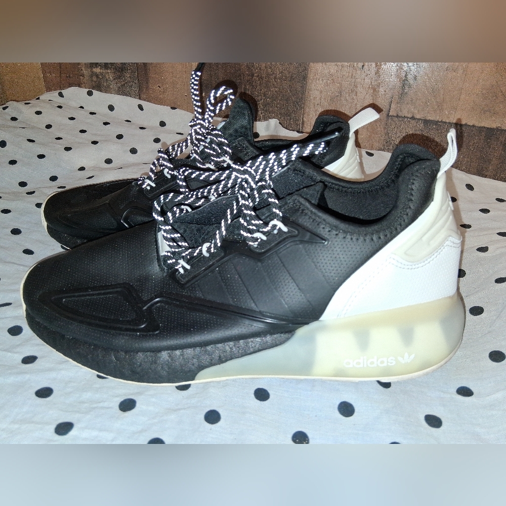 Adidas Mens ZX 2K Boost Black White Athletic Sneakers Size 10